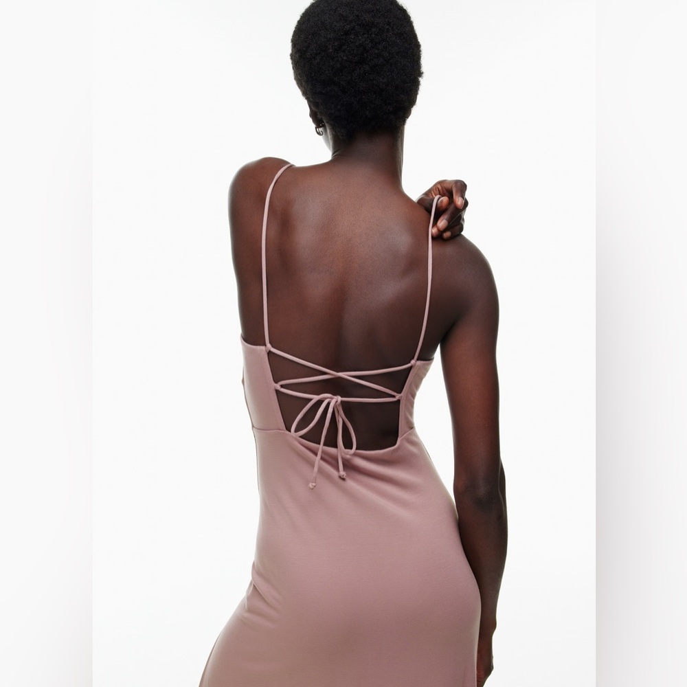 Wilfred by Aritzia Dreamweaver Midi Jersey Dress in Mocha Brown, size Medium - Picture 12 of 16